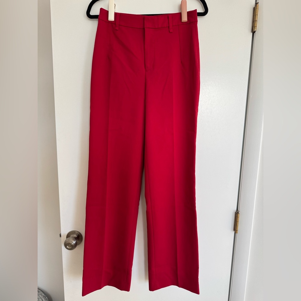 Mango Vibrant Red Wide Leg Pants